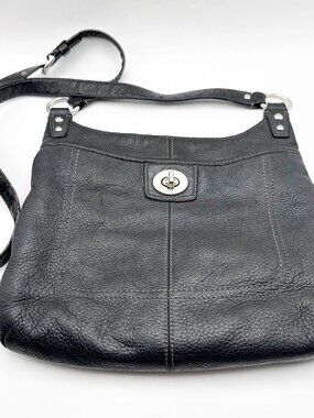 Coach Penelope Black Pebbled Leather Crossbody F19265